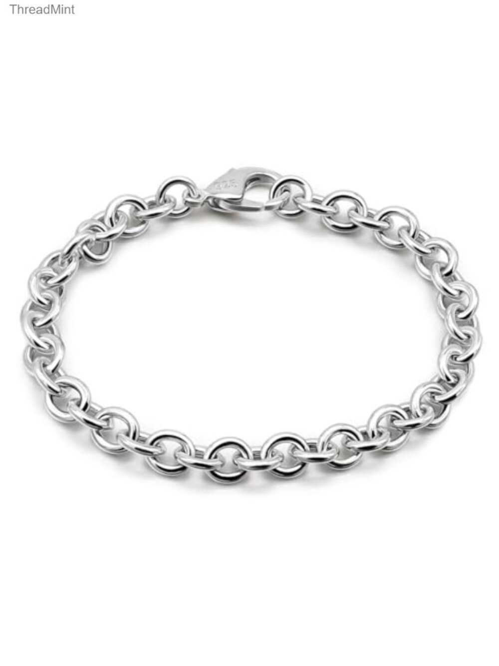 925 Sterling Silver Classic Cable Link Bracelet Unisex Lobster Clasp Chain